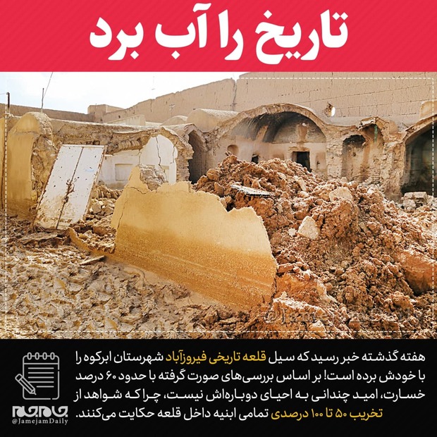 تاریخ را آب برد/ بررسی دلایل تخریب قلعه تاریخی روستای فیروزآباد یزد در جریان سیل اخیر شهرستان ابرکوه
