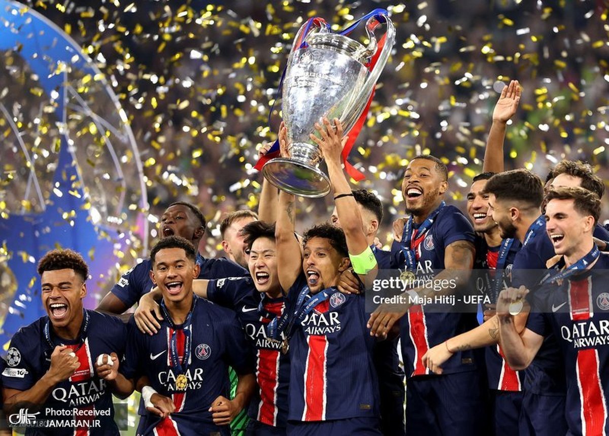 ویدیوی لحظه تاریخی برای پاری سن ژرمن؛ جام لیگ قهرمانان اروپا بر فراز دستان مارکینیوش