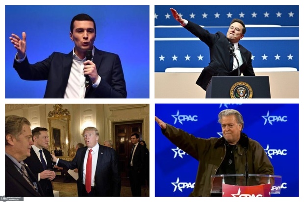 وقتی فاشیست فرانسوی از فاشیست آمریکایی ترسید! «استیو بنن» مشاور سابق و مدیحه سرای امروز «ترامپ» مثل «ایلان ماسک» سلام هیتلری داد تا اروپایی‌ها را بیشتر بترساند! + عکس 