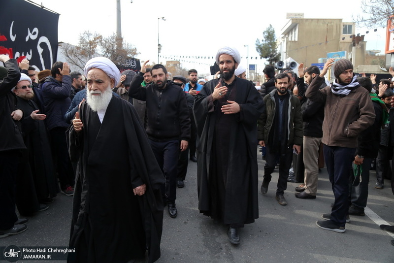 دسته عزاداری روز شهادت حضرت زهرا(س) با حضور آیت الله العظمی وحید خراسانی