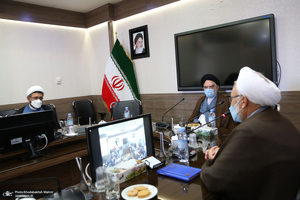 دیدار سرپرست موسسه تنظیم و نشر آثار امام خمینی(س) با مدیر حوزه علمیه خراسان / سید مصباح عاملی