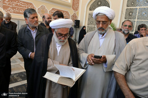 مراسم خاکسپاری پیرغلام اهل بیت(ع) حاج مصطفی طالبی در جوار حرم امام خمینی(س)