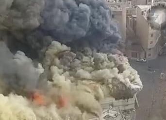 فیلمی از آتش سوزی شدید در تهران امروز، بازار جنت آباد