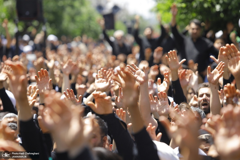 دسته عزاداری روز شهادت امام جعفر صادق (ع) با حضور آیت الله العظمی وحید خراسانی