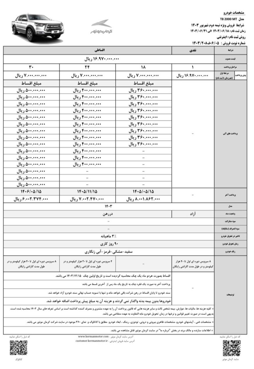 آغاز فروش اقساطی پیکاپ T8 و جک J7 برقی