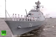 حضور ناوشکن «سهند» ایران در رژه دریایی به‌ مناسبت روز نیروی دریایی روسیه