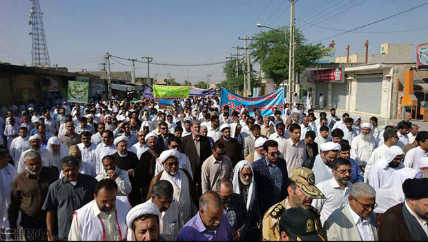 راهپیمایی روز جهانی قدس در ایرانشهر برگزار شد