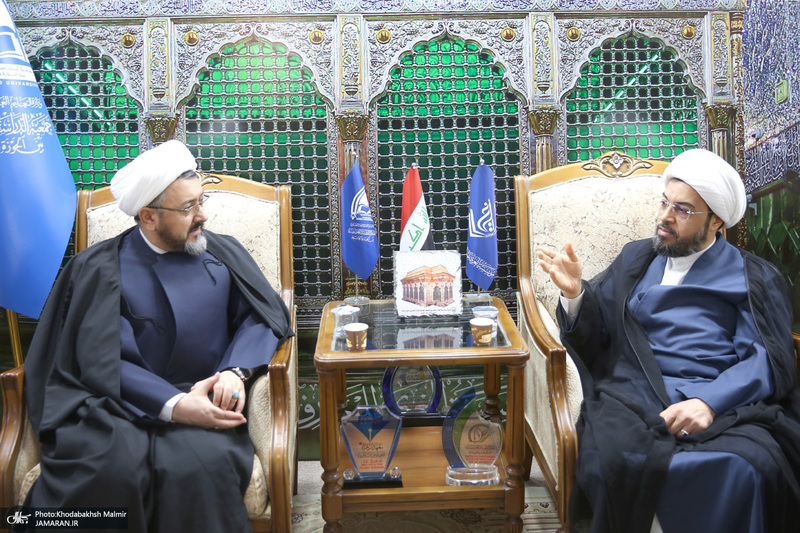 دیدار علی کمساری با شیخ الهاشمی رئیس موسسه الغری در نجف