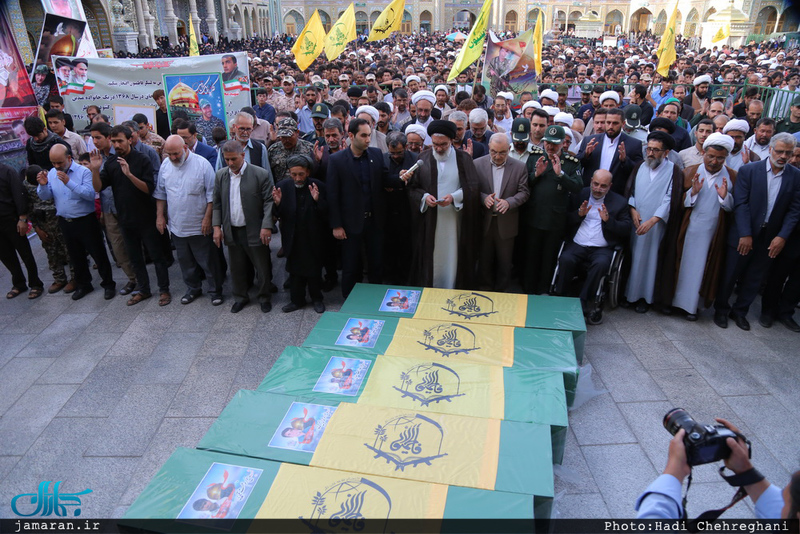 مراسم تشییع 5 شهید مدافع حرم حضرت زینب(س) در قم‎