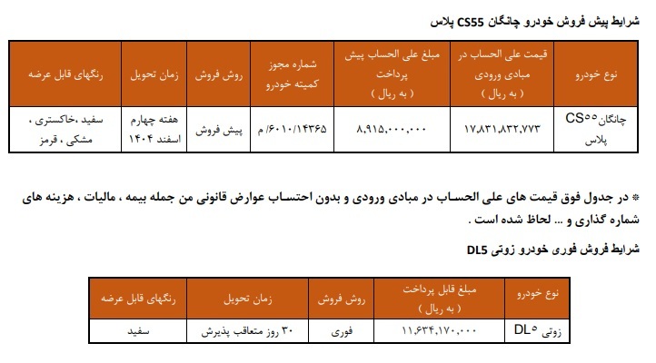 بخشنامه فروش خودروهای وارداتی سایپا (آبان 1404)