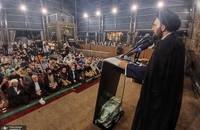 سخنرانی سید علی خمینی در محل شهادت سید حسن نصرالله