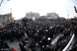 دسته عزاداری روز شهادت حضرت زهرا (س) با حضور آیت الله العظمی وحید خراسانی