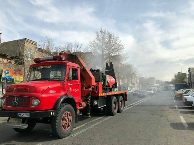 آتش نشانی برای ضدعفونی معابر پایتخت یک میلیون لیتر مواد استفاده کرد