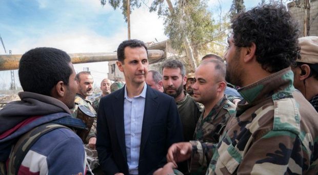 بازدید بشار اسد از خط مقدم جبهه غوطه شرقی+تصاویر