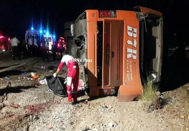 مرگ 10 دانش‌آموز هرمزگانی درحادثه واژگونی اتوبوس  علت حادثه خواب آلودگی راننده