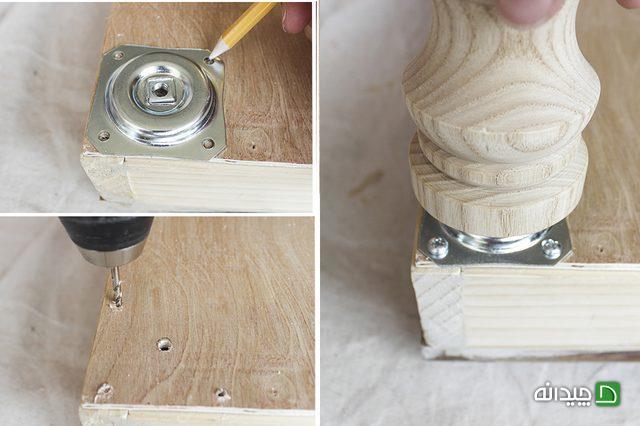 نصب پایه ها به میز تحریر چوبی 