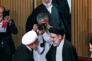 احوال پرسی روحانی و رییسی در مجلس خبرگان+ عکس