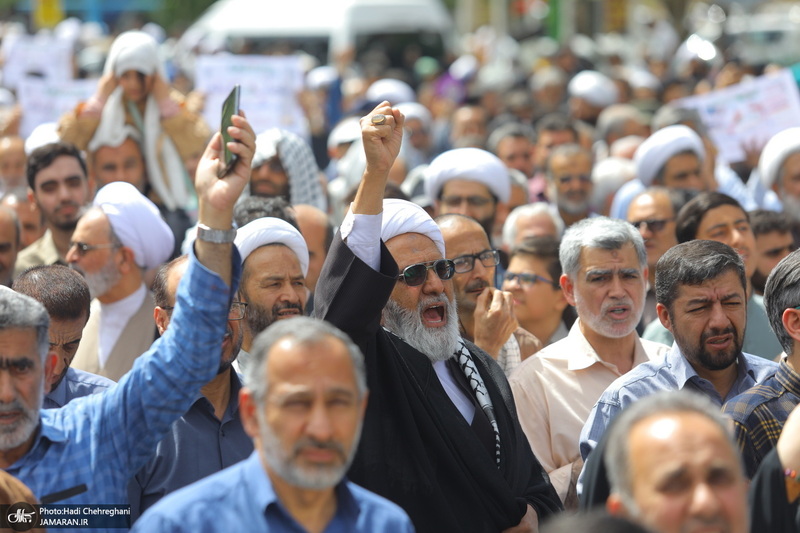 راهپیمایی نمازگزاران قمی در محکومیت جنایات رژیم صهیونیستی