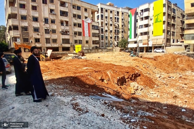 حضور سید علی خمینی در محل شهادت سید حسن نصرالله+تصاویر