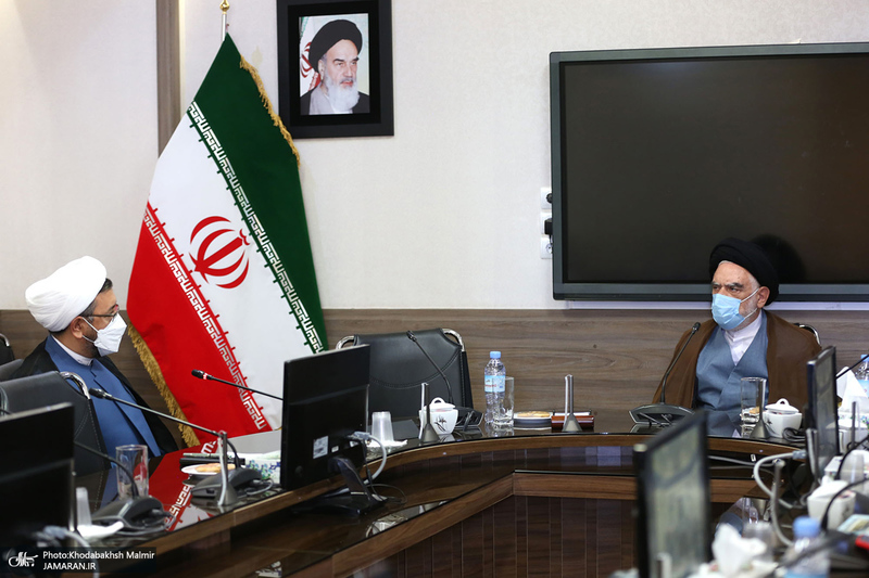 دیدار سرپرست موسسه تنظیم و نشر آثار امام خمینی(س) با مدیر حوزه علمیه خراسان / سید مصباح عاملی