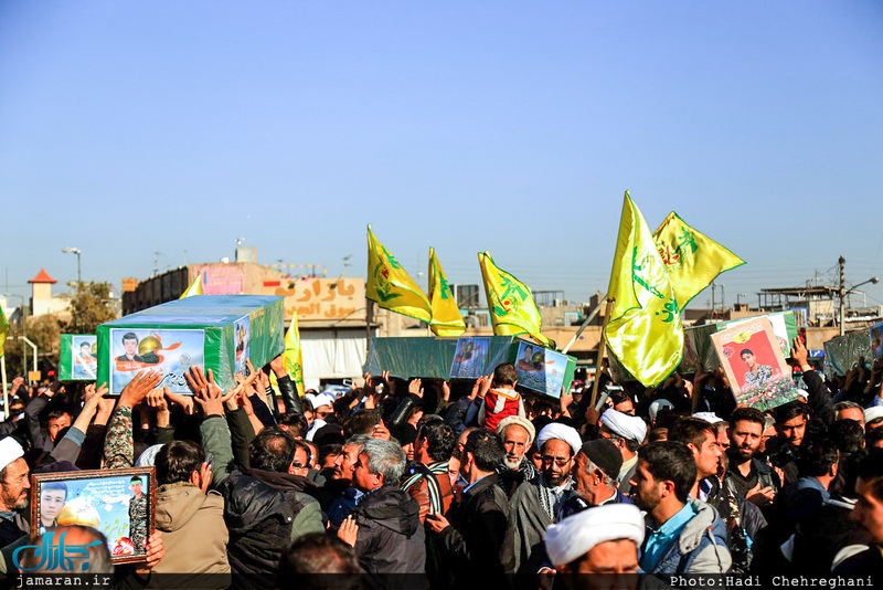 مراسم تشییع پیکر پنج شهید مدافع حرم حضرت زینب (س) در قم