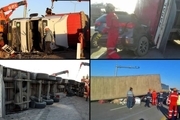 نجات معجزه آسای راننده خودرو سواری در تصادف با تریلی/ عکس
