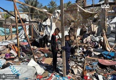 حمله اسرائیل به چادرهای آوارگان در غزه و شهادت 3 فلسطینی + عکس ها