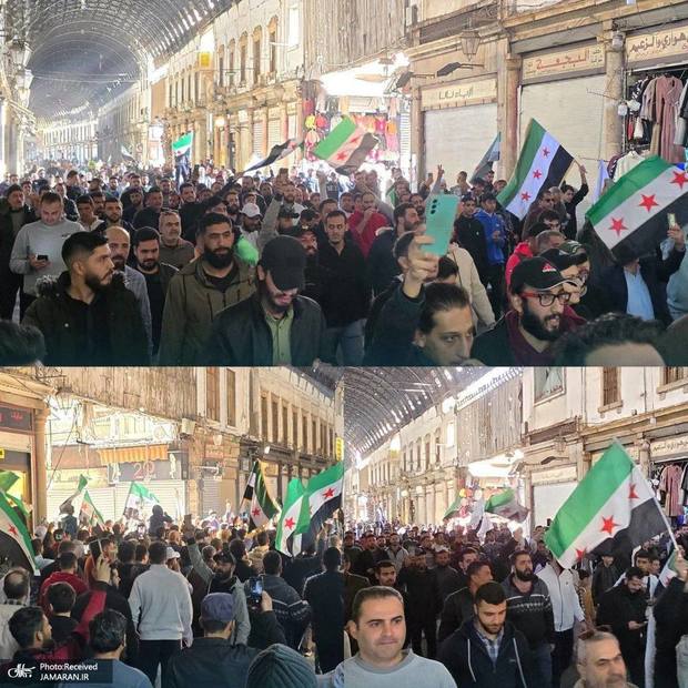 تظاهرات مردم سوریه علیه صهیونیست‌ها/ پرچم اسرائیل به آتش کشیده شد + عکس و فیلم