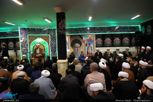 مراسم عزاداری حضرت زهرا(س) در مدرسه علمیه با حضور سید علی خمینی