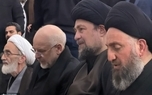 لحظاتی از حضور آیت‌الله سید حسن خمینی‌ در مراسم تشییع و تدفین پیکر مطهر رهبر شهید انقلاب و شهدای خانواده ایشان در حرم امام رضا (ع) 