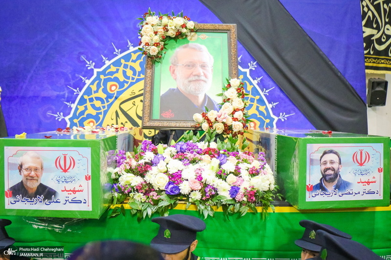 مراسم استقبال و وداع با پیکر مطهر شهید علی لاریجانی در قم