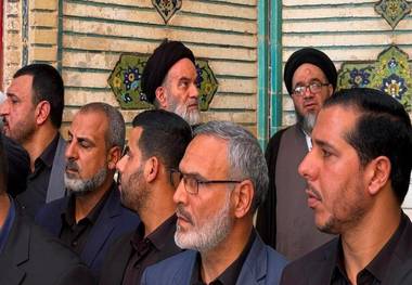 حضور فرزندان آیت‌الله العظمی ‌سیستانی در آیین تشییع رهبر شهید انقلاب در نجف اشرف + عکس