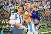 ویدیو| بازیکن آرژانتین و نوزادش در جشن قهرمانی جام جهانی