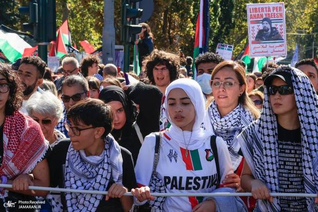 راهپیمایی طرفداران فلسطین در ایتالیا + گزارش تصویری