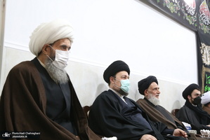 عزاداری شهادت حضرت فاطمه(س) در بیت آیت الله دوستی زنجانی با حضور سید حسن خمینی