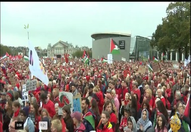 طوفان سرخ آمستردام در حمایت از غزه