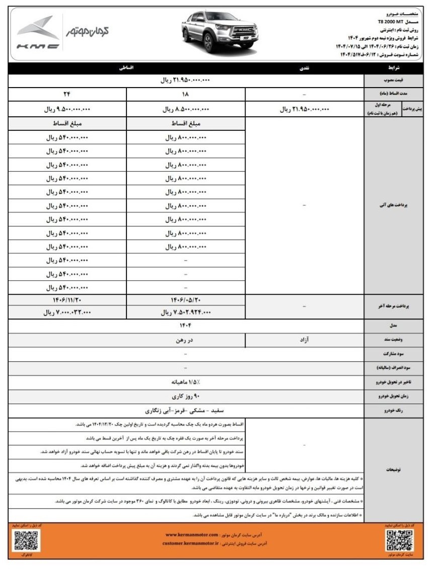 آغاز فروش نقد و اقساط KMC T8 از فردا چهارشنبه