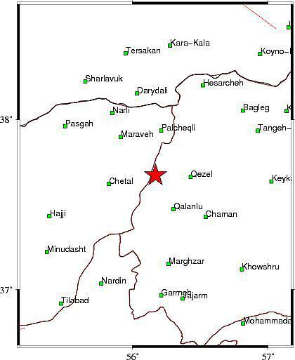 زمین لرزه 3.9 ریشتری گرماب در حدفاصل خراسان شمالی و گلستان را لرزاند