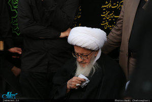 دسته عزای شهادت امیرالمؤمنین علی(ع) با حضور آیت الله العظمی وحید خراسانی
