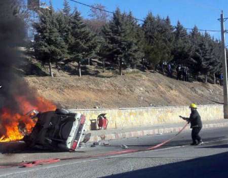 مرگ چهار نفر در مراغه در اثر برخورد 2 خودرو سواری