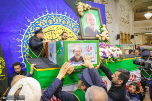 مراسم استقبال و وداع با پیکر مطهر شهید علی لاریجانی در قم