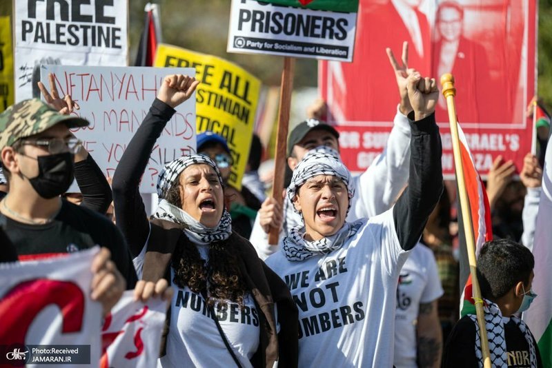 راهپیمایی مردم لس آنجلس در حمایت از آتش بس در غزه