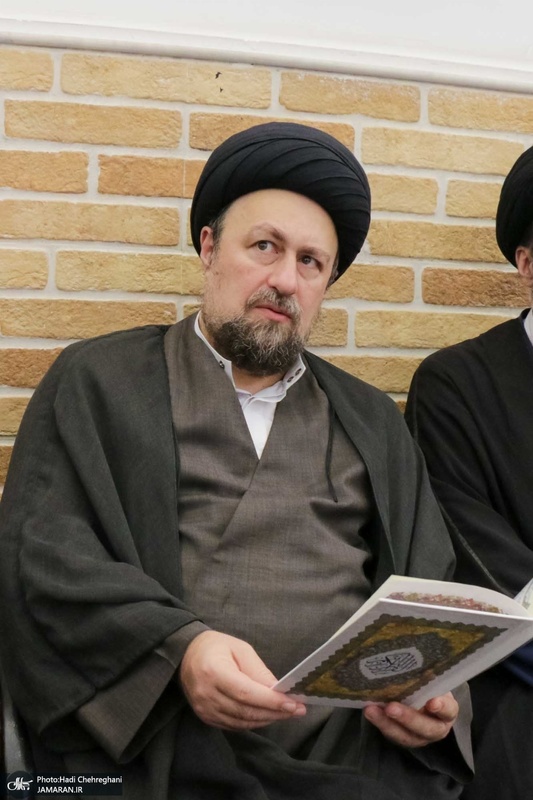 حضور آیت الله سید حسن خمینی در مراسم وداع با آیت الله العظمی شبری زنجانی (ره)