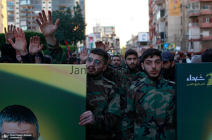 مراسم تشییع شهدای حزب الله در بیروت