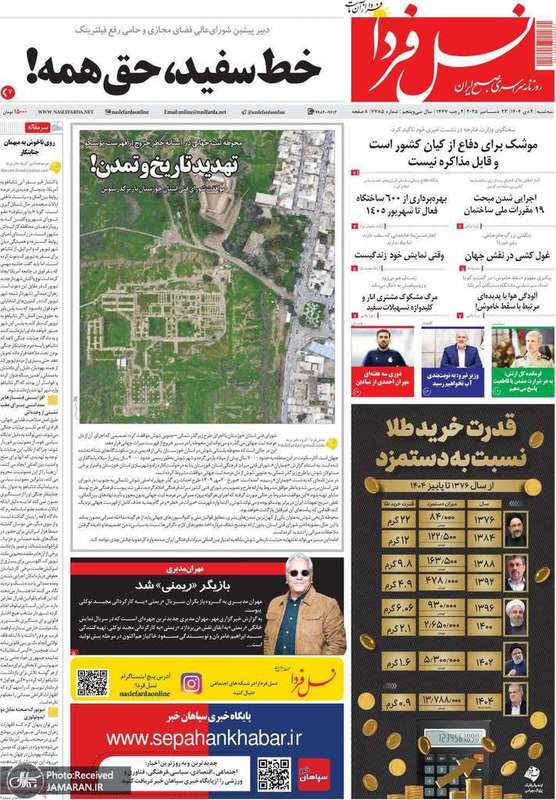 گريده روزنامه های 2 دی 1404