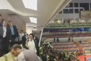 حضور  امام جمعه تبریز در ورزشگاه برای تماشای بازی افتتاحیه مسابقات فوتسال آسیا