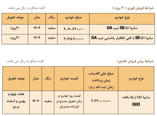 طرح جدید فروش وانت پراید سایپا 151 (شهریور 1404)