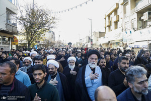 دسته عزاداری روز شهادت حضرت زهرا (س) با حضور آیت الله العظمی وحید خراسانی