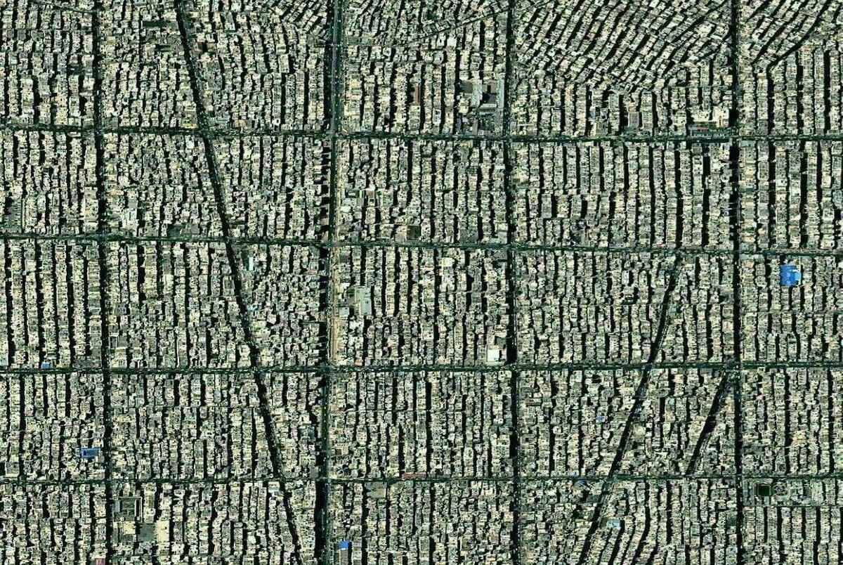 تصویری هوایی از منطقه 10 تهران با بافت فرسوده