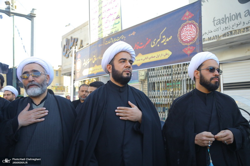 دسته عزاداری روز شهادت حضرت زهرا (س) با حضور آیت الله العظمی وحید خراسانی